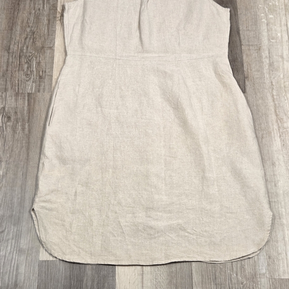 L.L. BEAN 100% Linen Pintuck Sleeveless Shirt Midi Dress Size 14 Beige - Picture 5 of 8